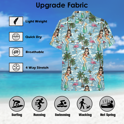 Custom Face Surfing Beach Hawaiian Shirt | Personalized Tropical Aloha Shirt For Cruise Trip