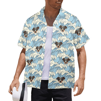 Custom Face Blue Waves Hawaiian Shirt | Personalized Summer Vibes Tropical Aloha Shirt