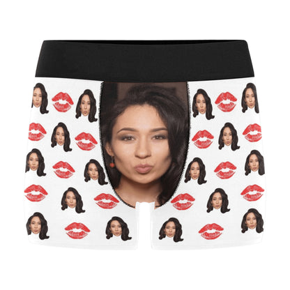 Custom Big Face Red Lip Underwear | Personalized Photo Men's Boxer Briefs For Birthday/Valentine