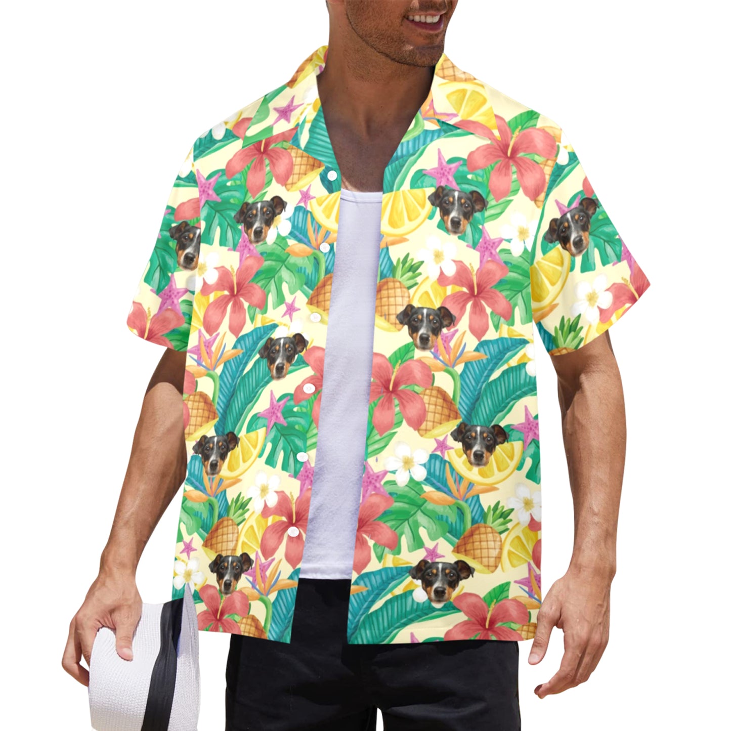 Custom Exotic Flowers & Fruits Face Hawaiian Shirt | Personalized Tropical Aloha Shirt Father's Day Gift