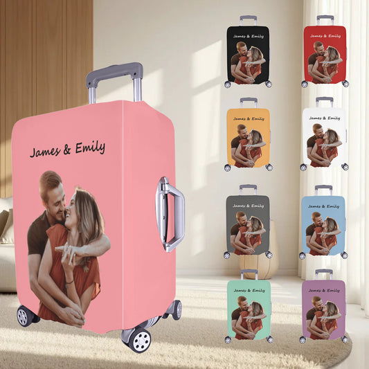 Personalized Photo & Name Luggage Cover| Custom Funny Photo Suitcase Cover for Travel Lovers