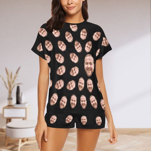 Custom Rotating Face Pajamas | Personalized Women's Short Pajama Set Funny Family Gift