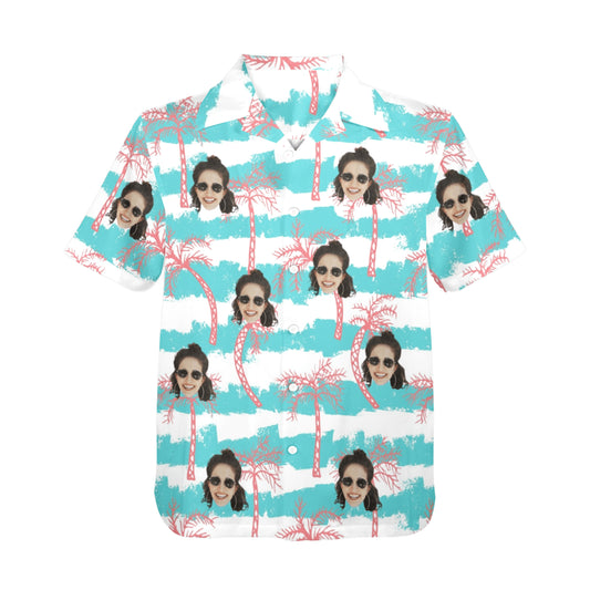 Custom Face Azure Wave Coconut Shore Hawaiian Shirt | Personalized Tropical Aloha Shirt For Spring/Summer Vacation