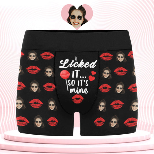 Custom Face I Lick It So It's Mine Underwear | Personalized Photo Men's Boxer Briefs For Boyfriend/Husband