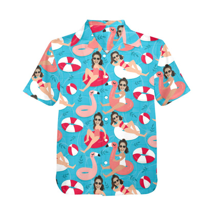 Custom Swim Ring Wife Face Hawaiian Shirt | Personalized Tropical Aloha Shirt Funny Gifts