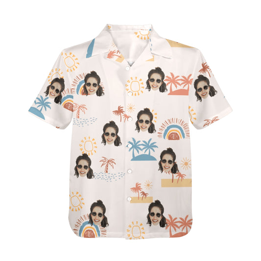 Custom Face Anime Sunset Coconut Breeze Hawaiian Shirt | Personalized Tropical Aloha Shirt For Wedding/Bachelor Party