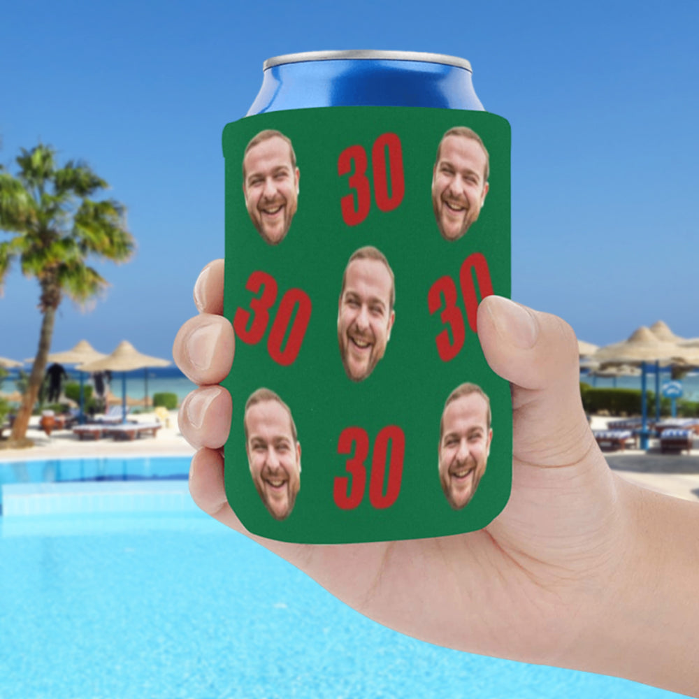 Personalized Face&Age Can Cooler | Custom Neoprene Koozies Non Slip for Beer Cans&Bottles Funny Birthday Party Favors