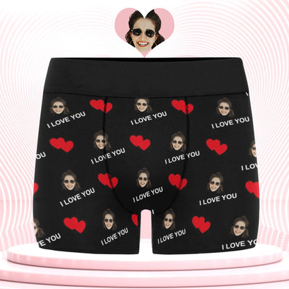 Custom Love Heart Face Underwear | Personalized Photo Men's Boxer Briefs For Valentine's Day/Anniversary