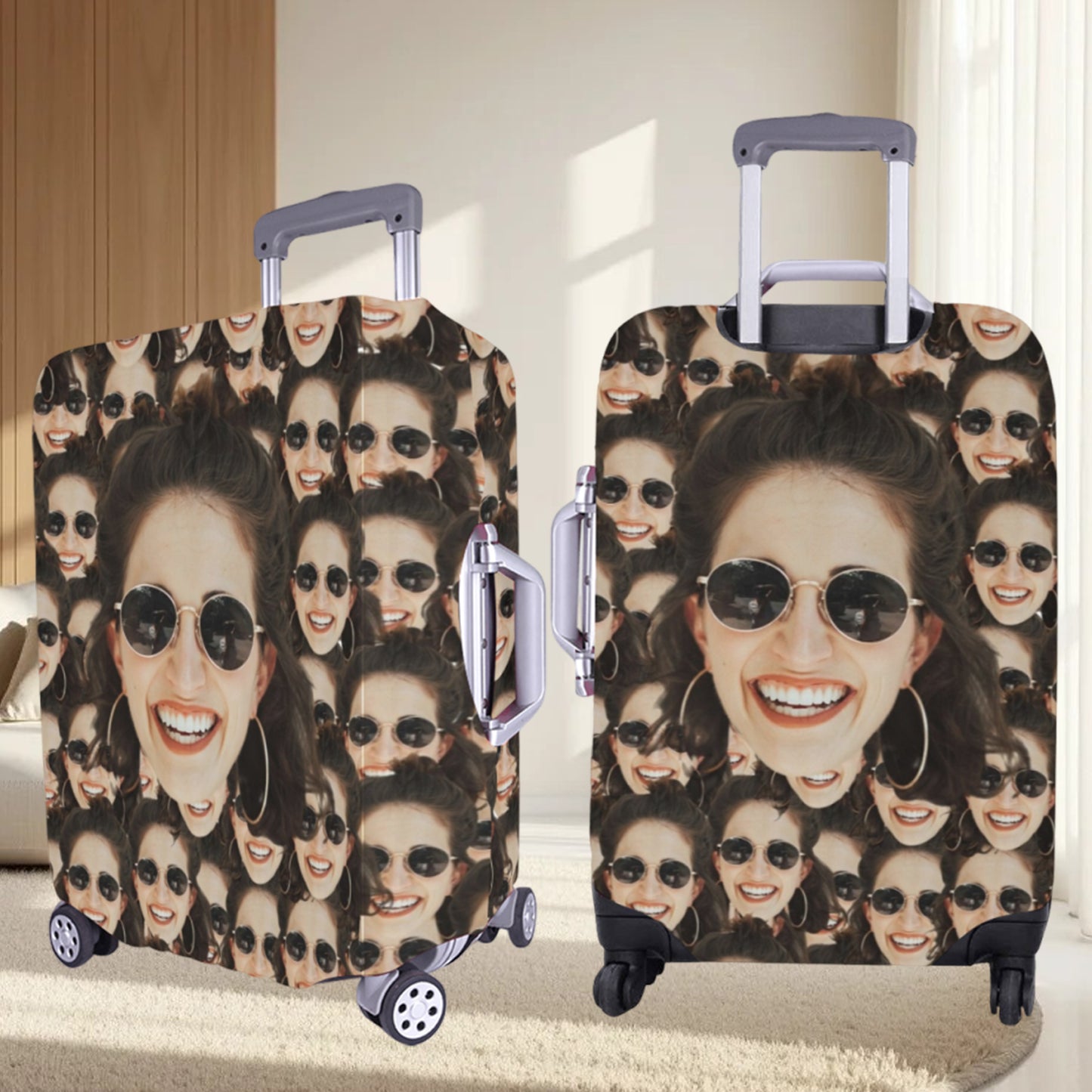 Personalized Funny Big Dense Face Luggage Cover | Customized Protective Print Suitcase Cover Prank Gifts for Him&Her