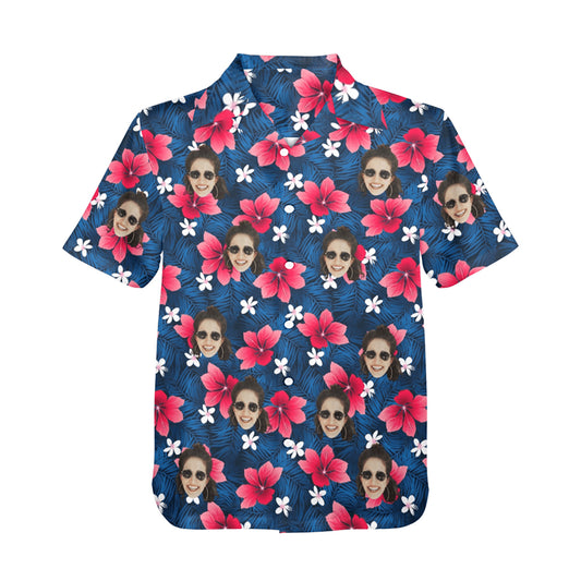 Custom Face Flower Petals Hawaiian Shirt | Personalized Tropical Aloha Shirt Father's Day Gift