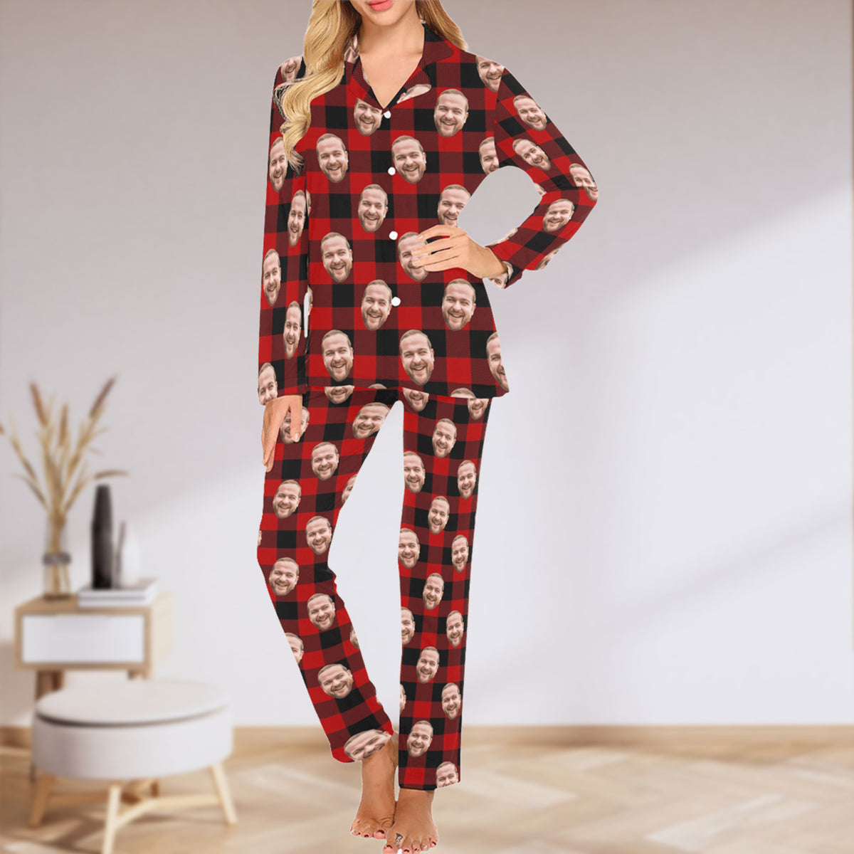 Custom Face Christams Pajamas | Personalized Women's Long Pajama Set Christmas Gift