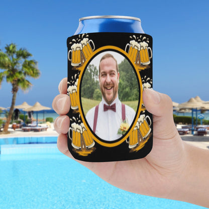 Personalized Photo Beer Can Cooler | Custom Neoprene Koozies Non Slip for Beer Cans&Bottles Birthday Party Favors
