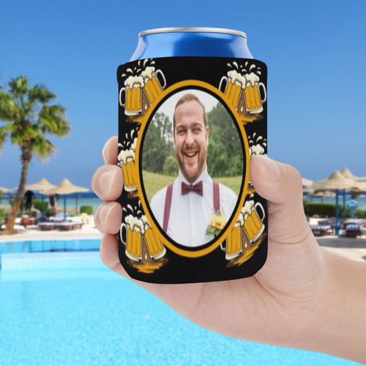 Personalized Photo Beer Can Cooler | Custom Neoprene Koozies Non Slip for Beer Cans&Bottles Birthday Party Favors