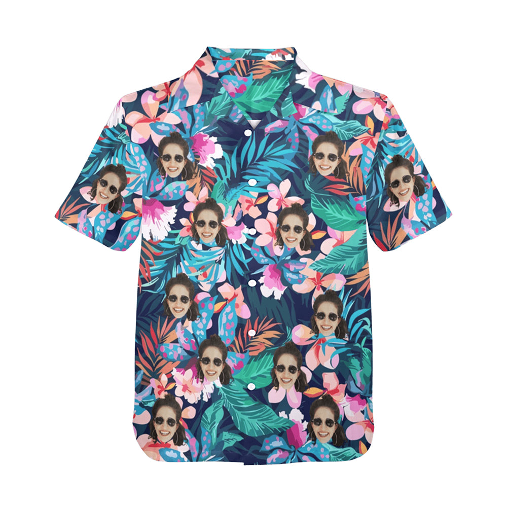 Hot Recommend Custom Face Sea Flower Hawaiian Shirt | Personalized Tropical Aloha Shirt