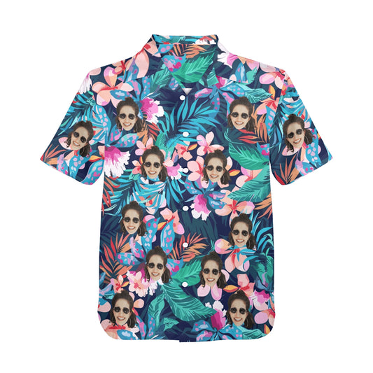Hot Recommend Custom Face Sea Flower Hawaiian Shirt | Personalized Tropical Aloha Shirt