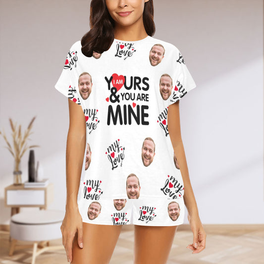 Custom Face My Love Pajamas | Personalized Women's Short Pajama Set For Anniversary