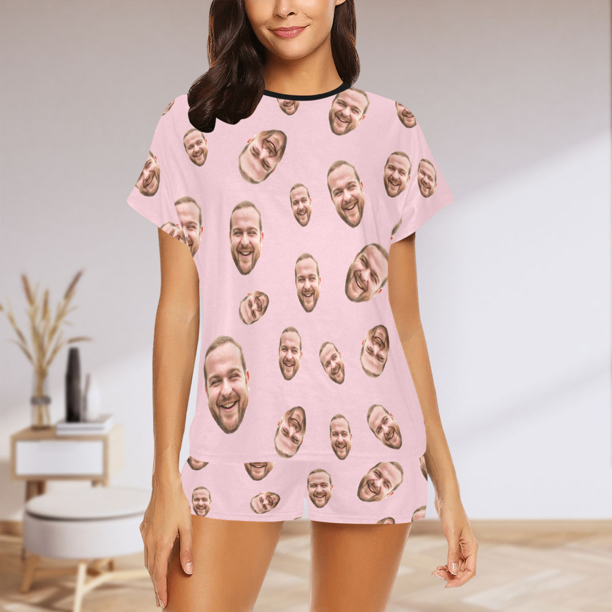Custom Face Multi-Color Pajamas | Personalized Women's Short Pajama Set Birthday Gift