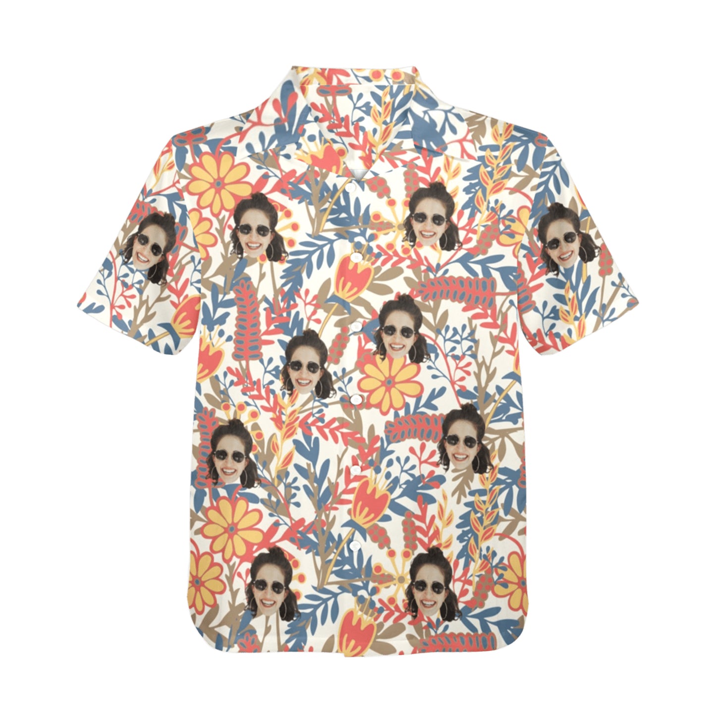 Custom Face Vibrant Floral Watercolor Hawaiian Shirt | Personalized Tropical Aloha Shirt For Birthday Surprise