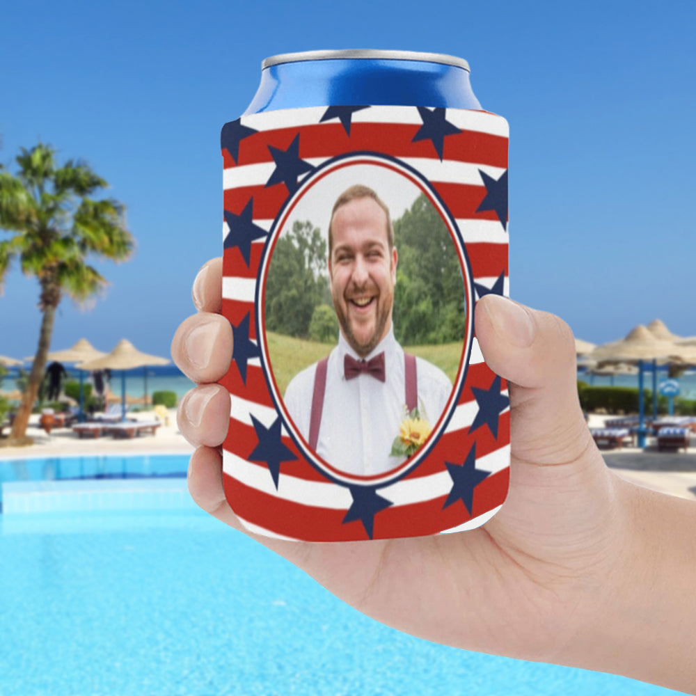 Personalized Photo Make America Great Again Can Cooler | Custom Neoprene Koozies Non Slip for Beer Cans&Bottles Party Gift