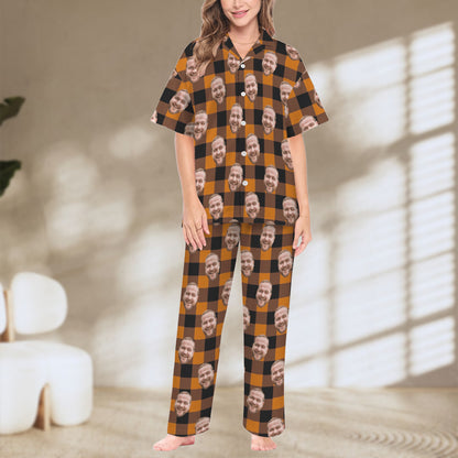 Custom Photo Christmas Pajamas | Personalized Women's V-Neck Pajama Set Christmas Gift