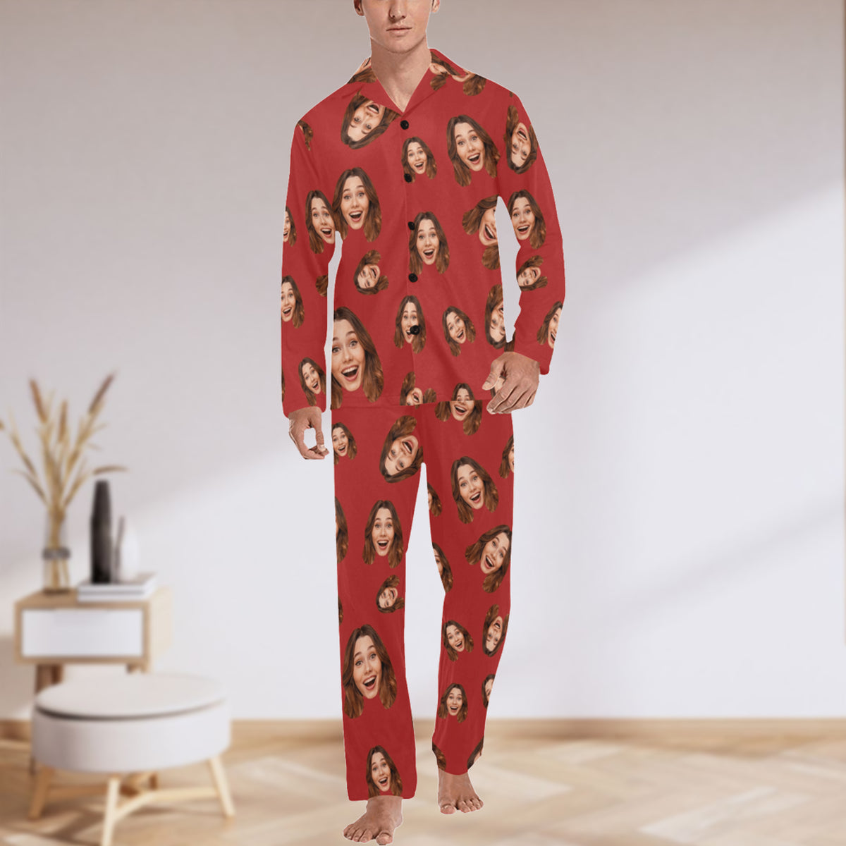 Custom Face Multi-Color Pajamas | Personalized Men's Long Pajama Set Birthday Party Gift