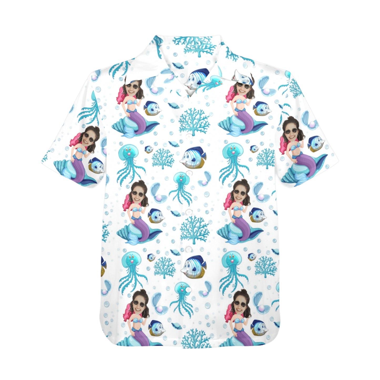 Custom Mystic Mermaid Face Hawaiian Shirt | Personalized Tropical Aloha Shirt Prank Surprise Gifts