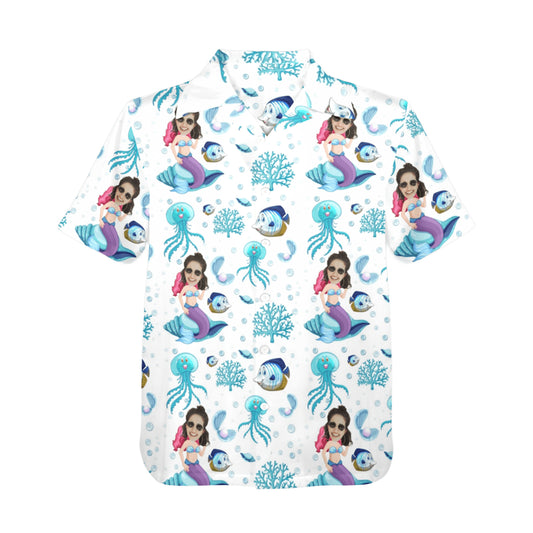 Custom Mystic Mermaid Face Hawaiian Shirt | Personalized Tropical Aloha Shirt Prank Surprise Gifts