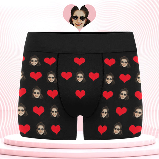 Custom Heart Face Underwear | Personalized Photo Men's Boxer Briefs For Boyfriend/Husband