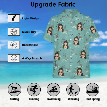 Custom Face Coconut Tree&Island Hawaiian Shirt | Personalized Tropical Aloha Shirt Birthday&Bachelor Party Gift