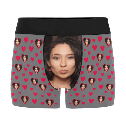 Custom Big Face For Love Underwear | Personalized Photo Men's Boxer Briefs Valentine's Day Gift