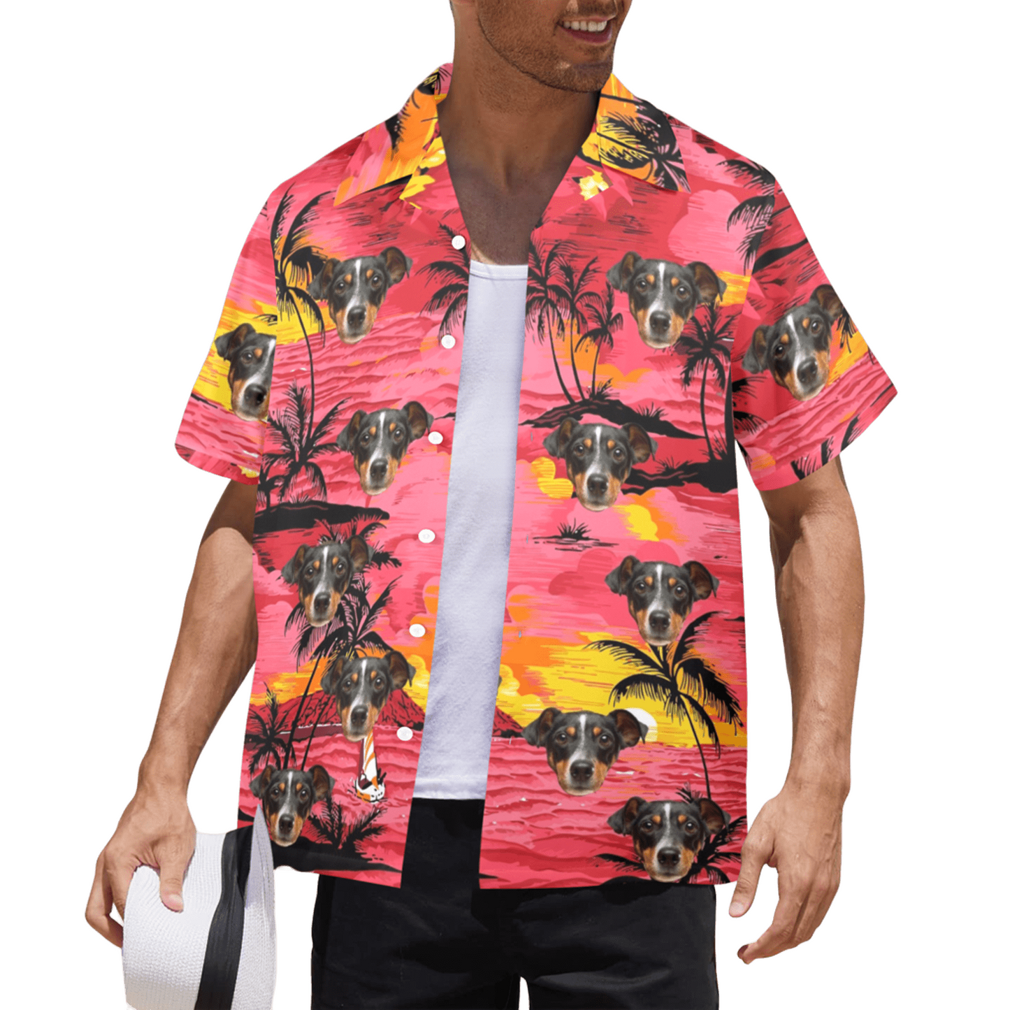 Custom Face Watercolor Print Hawaiian Shirt | Personalized Tropical Aloha Shirt for Beach & Vacation