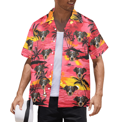 Custom Face Watercolor Print Hawaiian Shirt | Personalized Tropical Aloha Shirt for Beach & Vacation