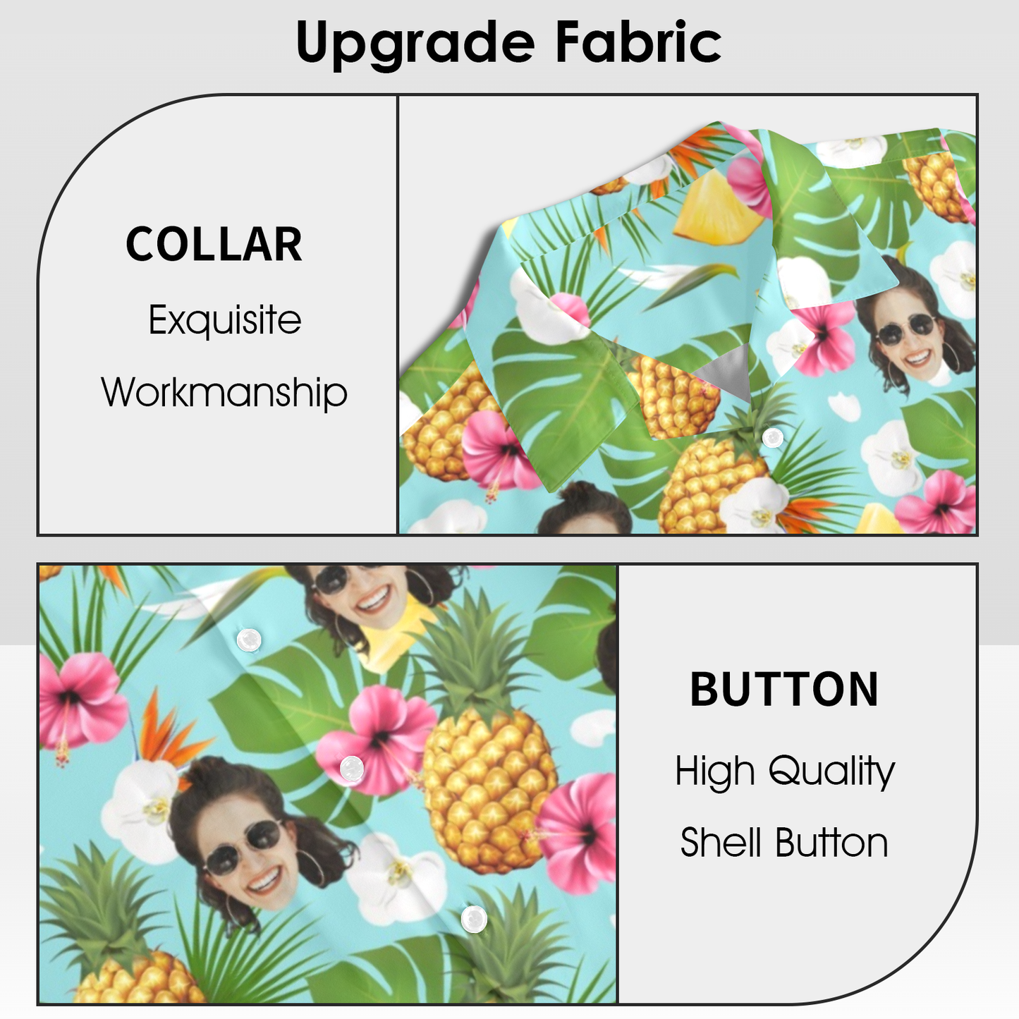 Custom Face Pineapple Flowers Hawaiian Shirt | Personalized Tropical Aloha Shirt For Family Party