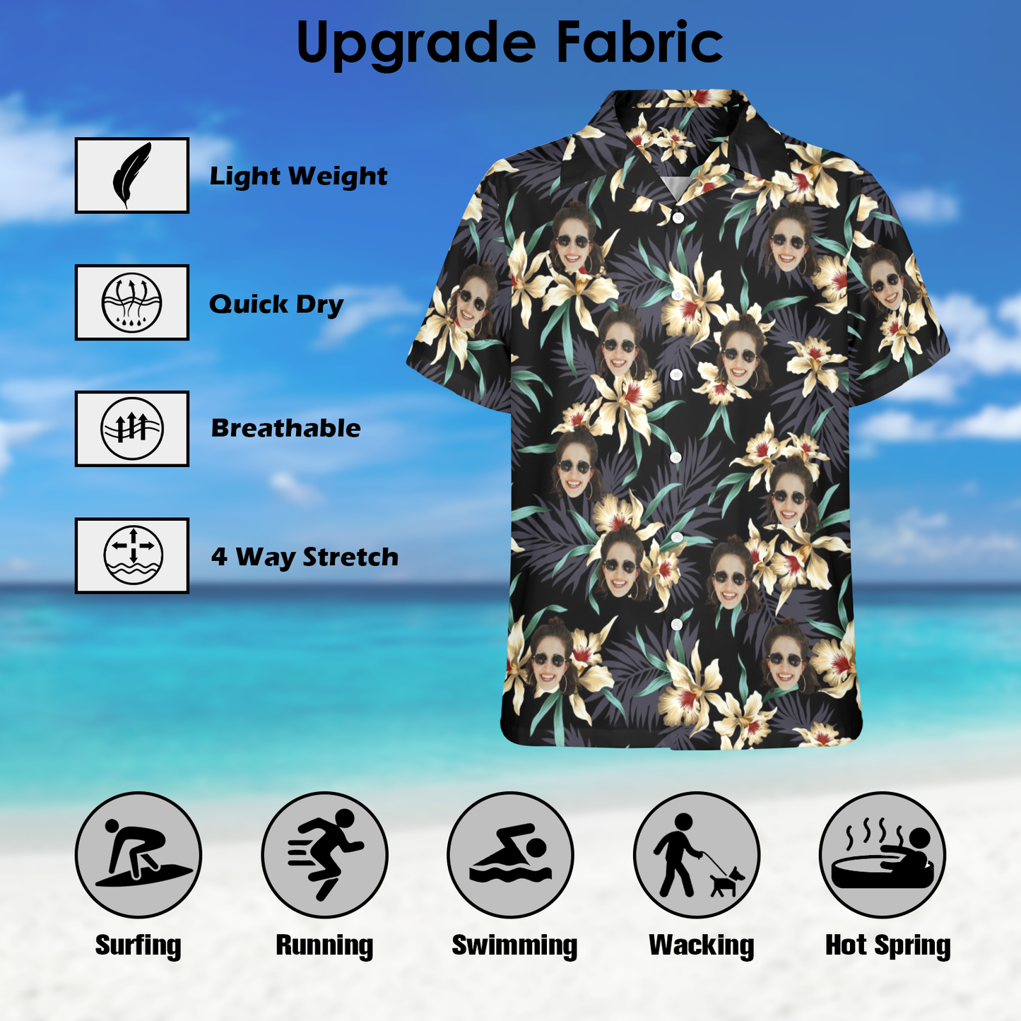 Custom Face Lily Flowers Hawaiian Shirt | Personalized Tropical Aloha Shirt For Cruise Trip