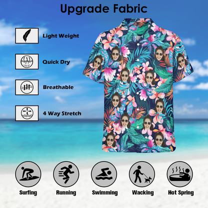 Hot Recommend Custom Face Sea Flower Hawaiian Shirt | Personalized Tropical Aloha Shirt