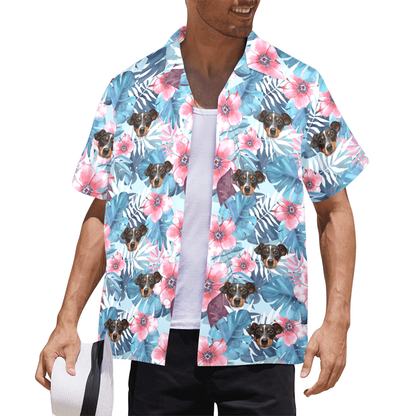 Custom Face Watercolor Printing Flowers Hawaiian Shirt | Personalized Tropical Aloha Shirt Birthday Party Gift
