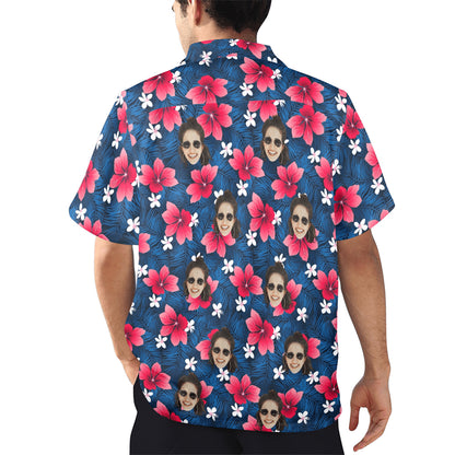 Custom Face Flower Petals Hawaiian Shirt | Personalized Tropical Aloha Shirt Father's Day Gift