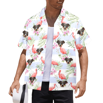 Custom Face Pink Flamingo Hawaiian Shirt | Personalized Tropical Aloha Shirt Anniversary Gift