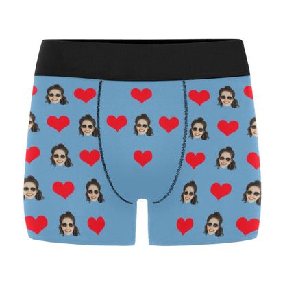 Custom Heart Face Underwear | Personalized Photo Men's Boxer Briefs For Boyfriend/Husband