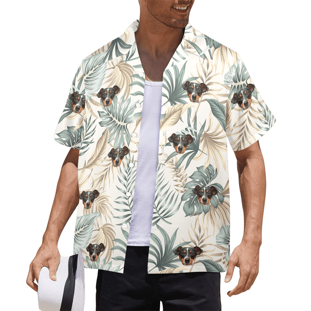 Custom Face Palm Leaves Hawaiian Shirt | Personalized Tropical Aloha Shirt Birthday/Anniversary Gift