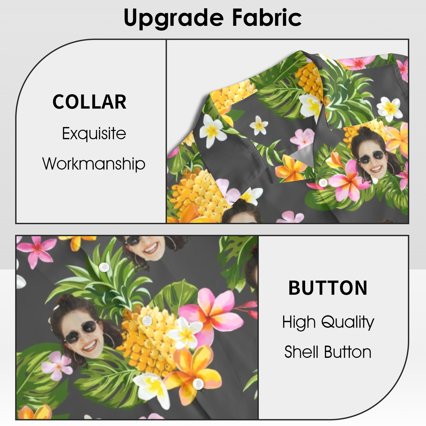 Custom Face Yellow Pineapple Flowers Hawaiian Shirt | Personalized Tropical Aloha Shirt For Bachelorette Party