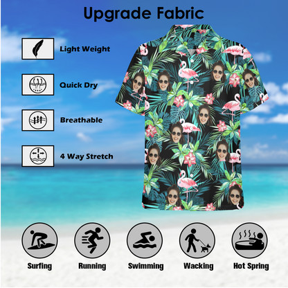 Custom Face Flamingo Hawaiian Shirt | Personalized Tropical Aloha Shirt for Men & Women