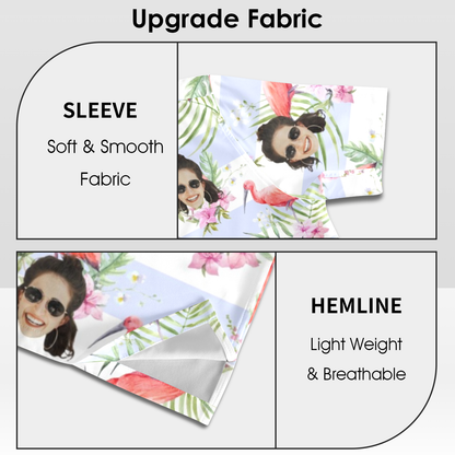 Custom Face Pink Flamingo Hawaiian Shirt | Personalized Tropical Aloha Shirt Anniversary Gift