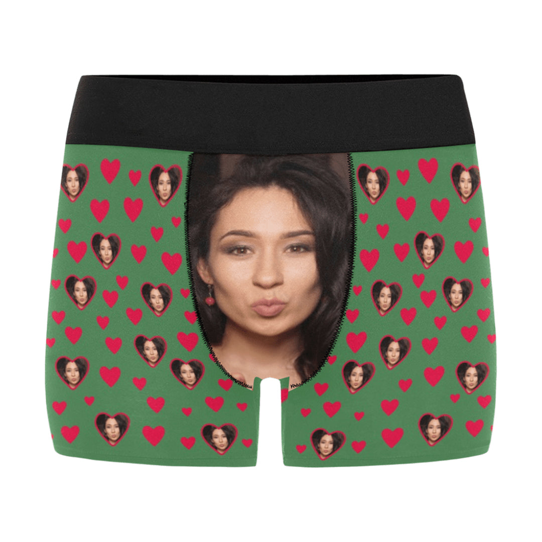 Custom Big Face For Love Underwear | Personalized Photo Men's Boxer Briefs Valentine's Day Gift