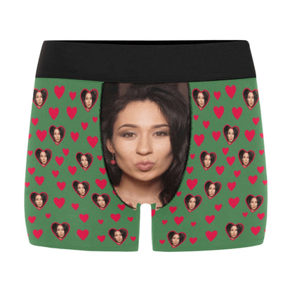 Custom Big Face For Love Underwear | Personalized Photo Men's Boxer Briefs Valentine's Day Gift