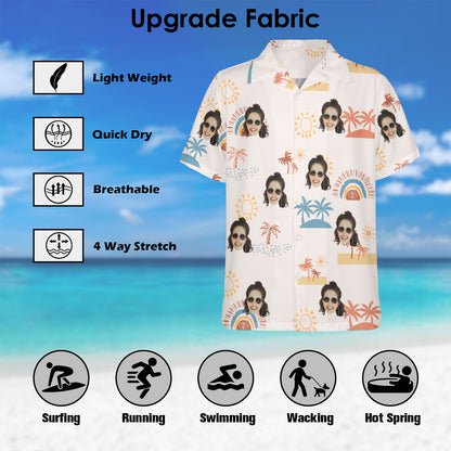Custom Face Anime Sunset Coconut Breeze Hawaiian Shirt | Personalized Tropical Aloha Shirt For Wedding/Bachelor Party
