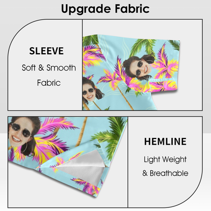 Custom Face Purple&Green Coconut Tree Hawaiian Shirt | Personalized Tropical Aloha Shirt For Float Trip