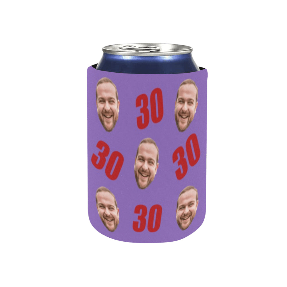 Personalized Face&Age Can Cooler | Custom Neoprene Koozies Non Slip for Beer Cans&Bottles Funny Birthday Party Favors