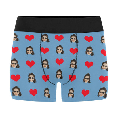 Custom Love Heart Face Underwear | Personalized Photo Men's Boxer Briefs For Anniversary