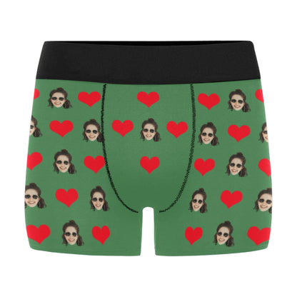 Custom Heart Face Underwear | Personalized Photo Men's Boxer Briefs For Boyfriend/Husband
